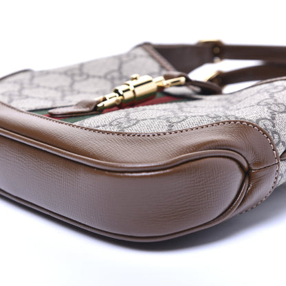 Gucci GG Supreme Monogram Azalea Calfskin Web Mini Jackie 1961 Hobo Beige Ebony Brown Sugar 7 of 14