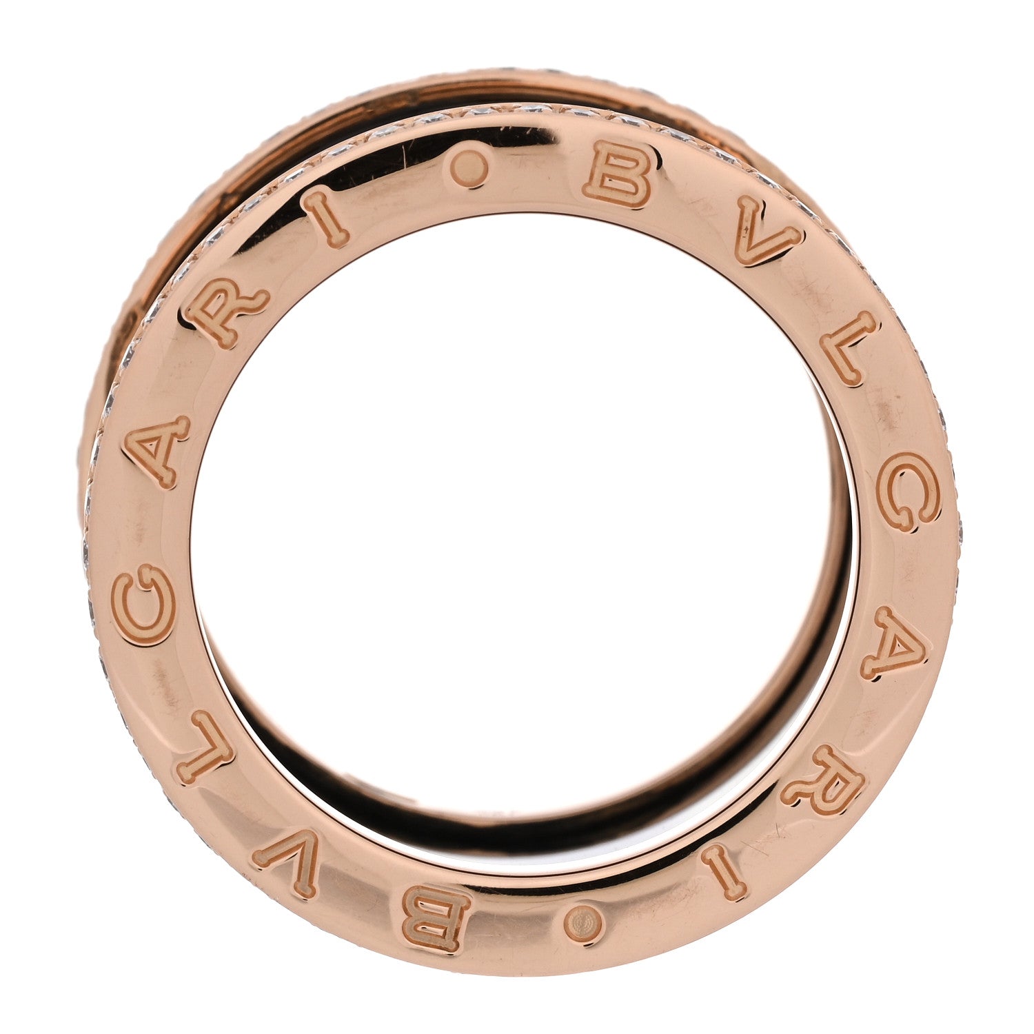 Bulgari 18K Rose Gold Black Ceramic Diamond B.Zero1 Four-Band Ring 55 7.25 6 of 6
