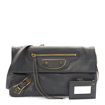 Balenciaga Chevre Gold Metallic Edge Hardware Envelope Clutch Gris Acier 1 of 10