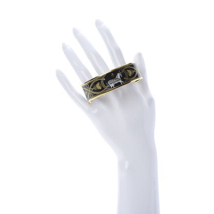 Hermes Enamel Printed Wide Grand Apparat Bracelet 70 Black 2 of 5