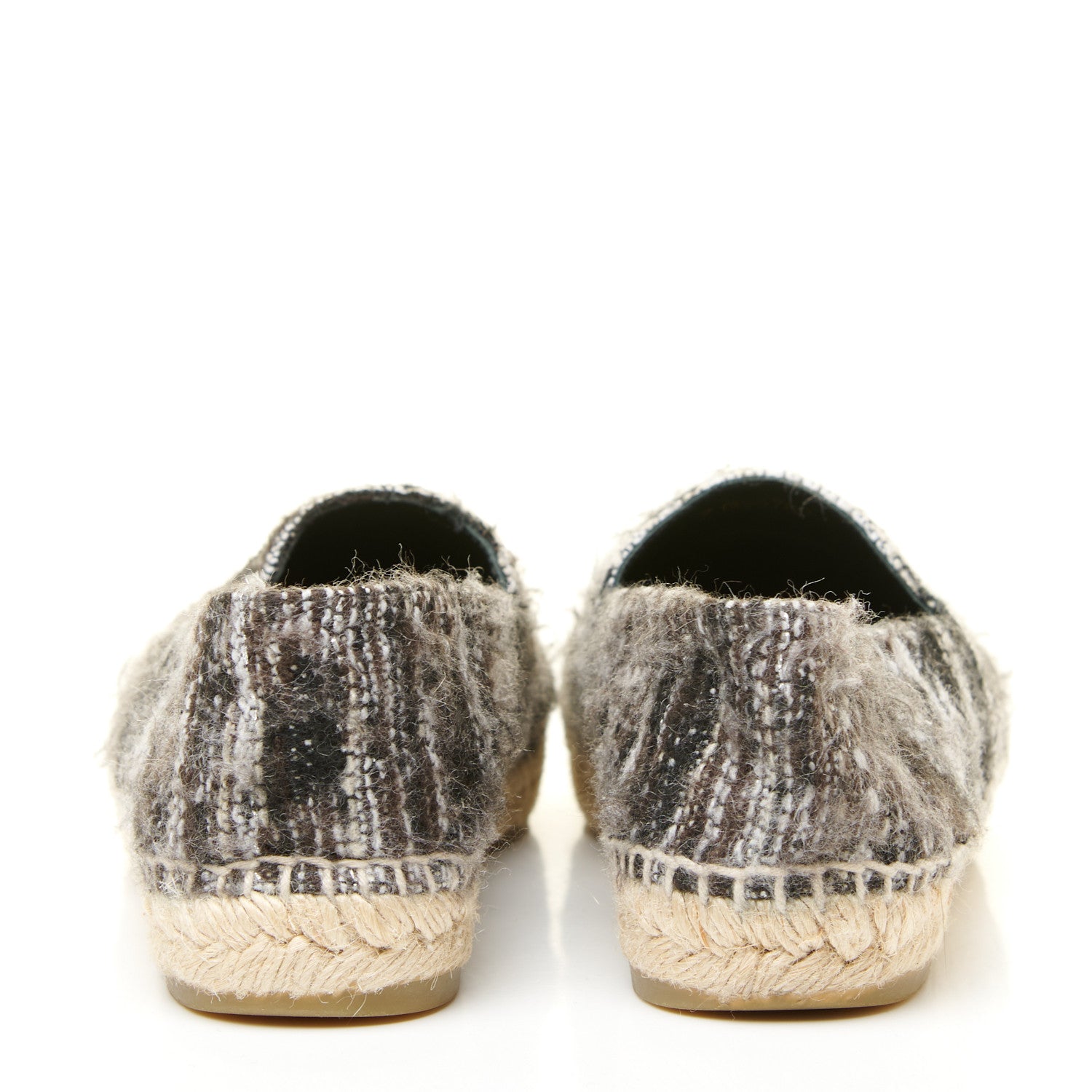 Chanel Tweed Grosgrain CC Espadrilles 38 Grey Black 6 of 9