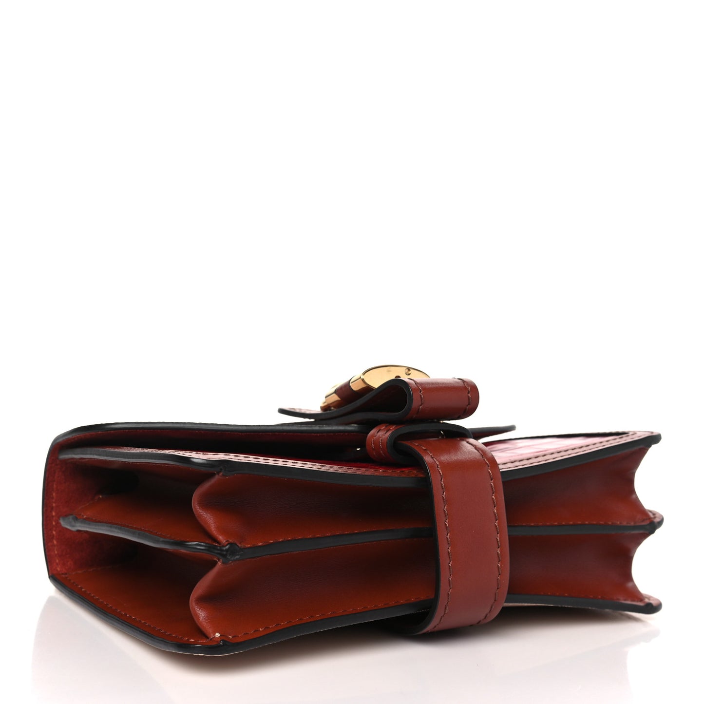 Calfskin Crocodile Embossed Aby Chain Shoulder Bag Pink Red