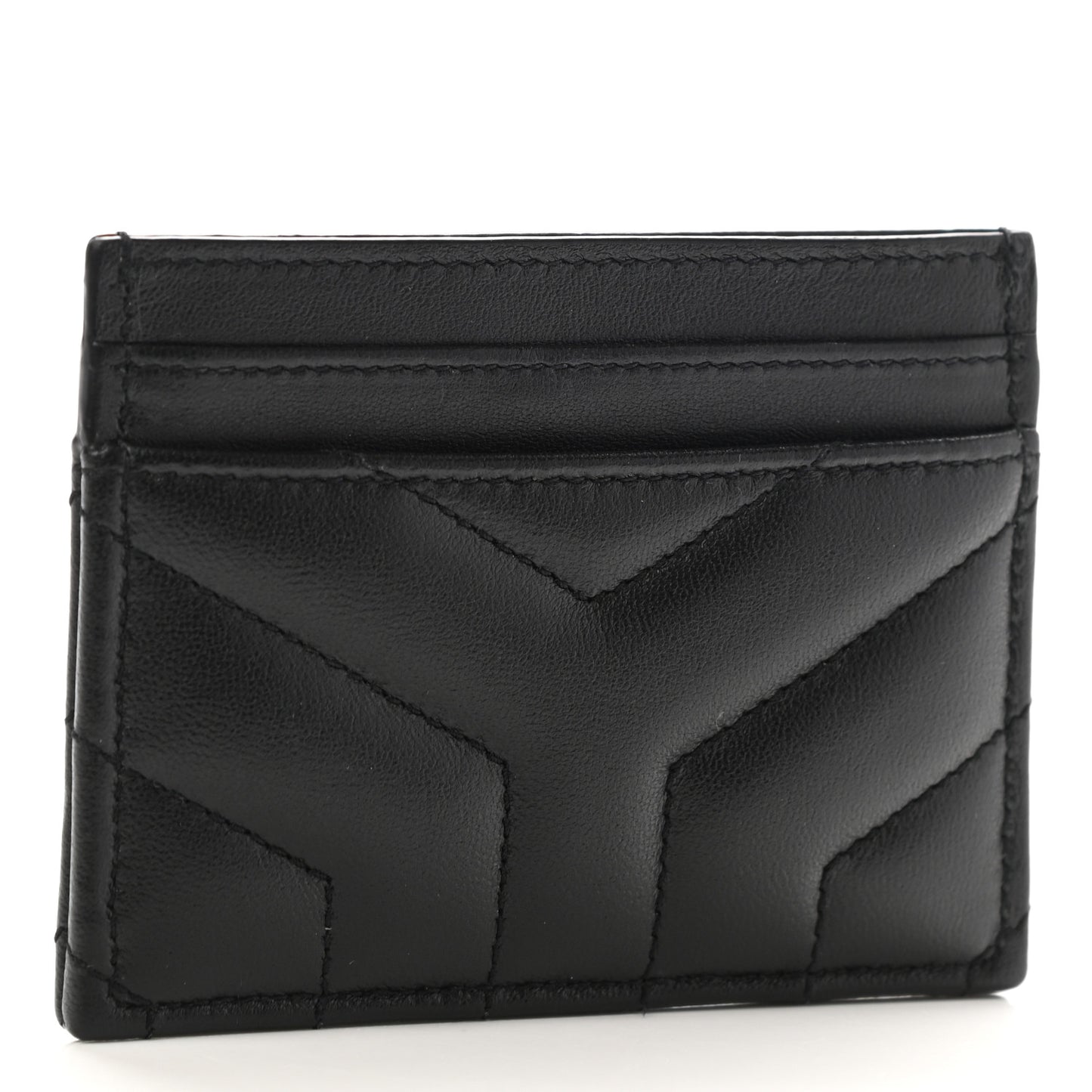 Calfskin Y Quilted Monogram LouLou Credit Card Case Black