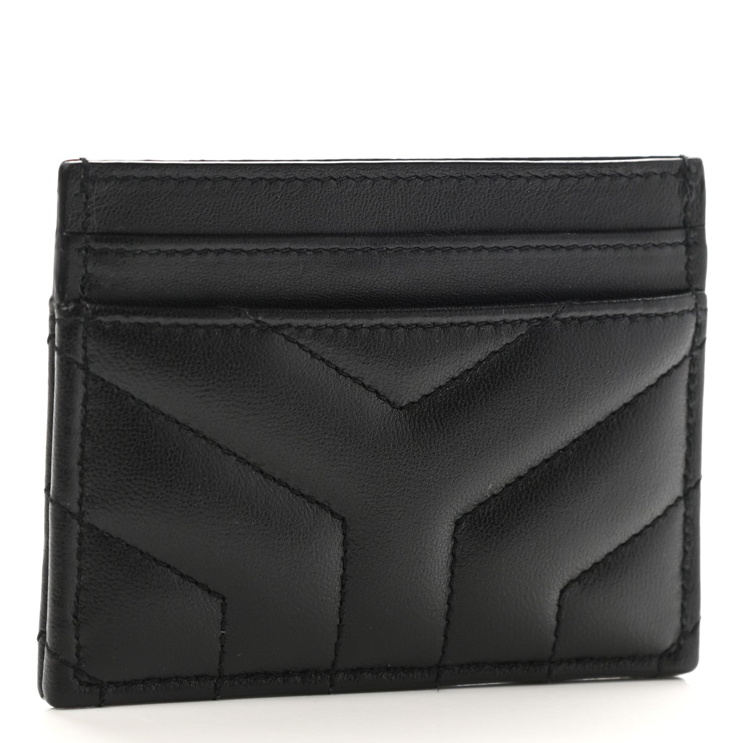 Saint Laurent Calfskin Y Quilted Monogram LouLou Credit Card Case Black 3 of 7