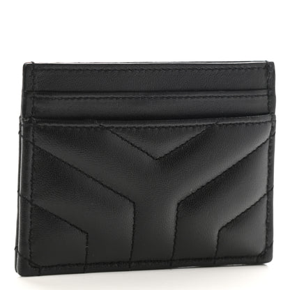 Saint Laurent Calfskin Y Quilted Monogram LouLou Credit Card Case Black 3 of 7