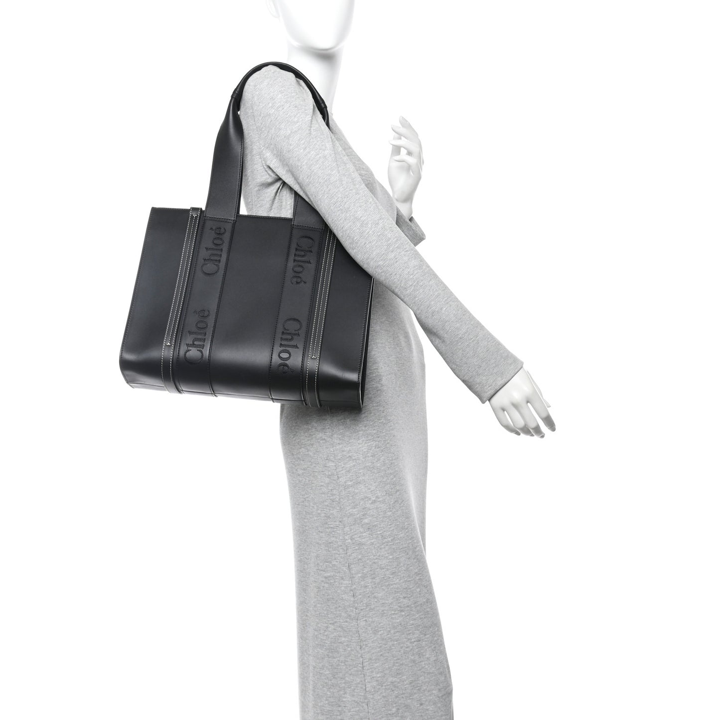 Calfskin Medium Woody Tote Black
