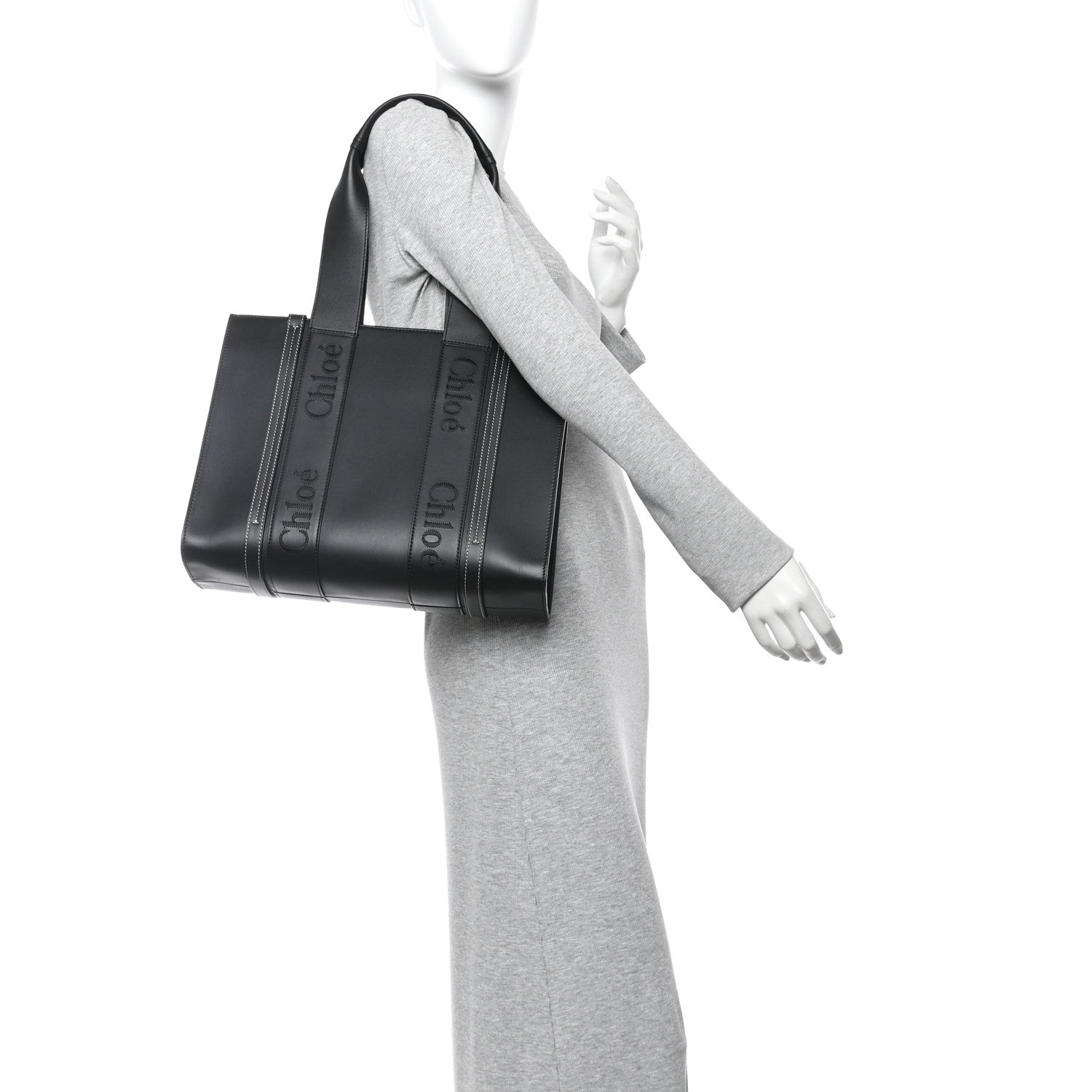 Chloe Calfskin Medium Woody Tote Black 2 of 10