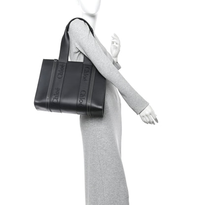 Chloe Calfskin Medium Woody Tote Black 2 of 10