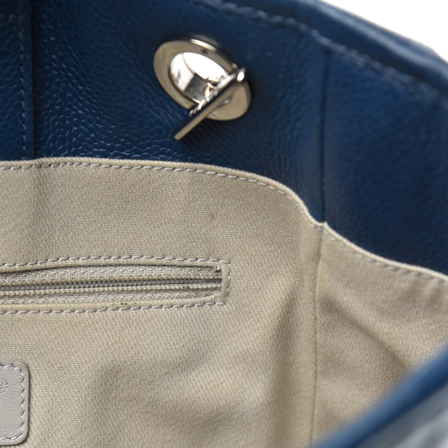 Glazed Calfskin Mini Deauville Tote Blue