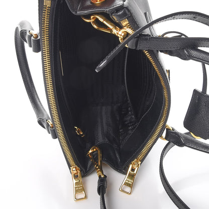 Prada Saffiano Mini Galleria Double Zip Tote Black 6 of 9