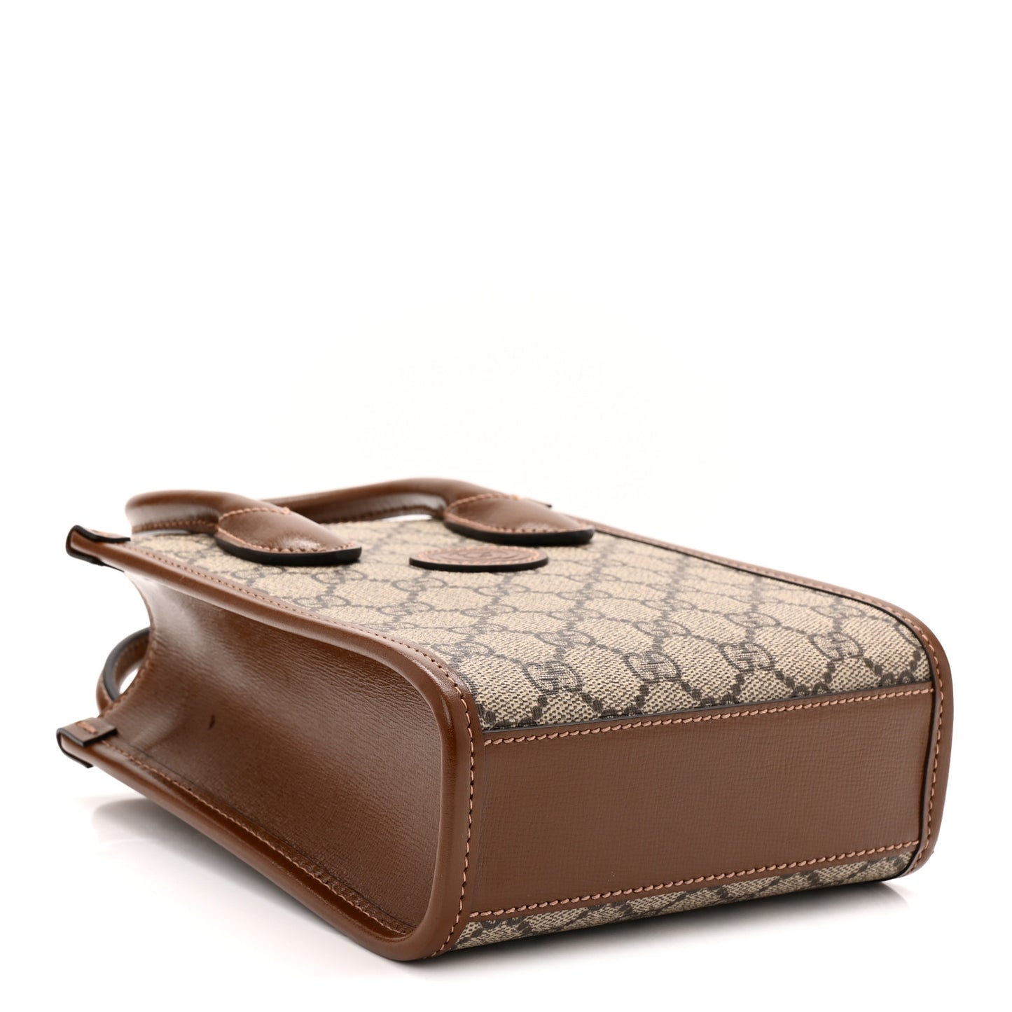GG Supreme Monogram Azalea Calfskin Mini Retro Interlocking G Tote Bag Beige Ebony Brown Sugar
