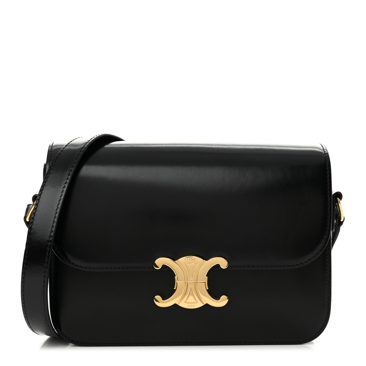 Celine Shiny Calfskin Medium Triomphe Black 1 of 16