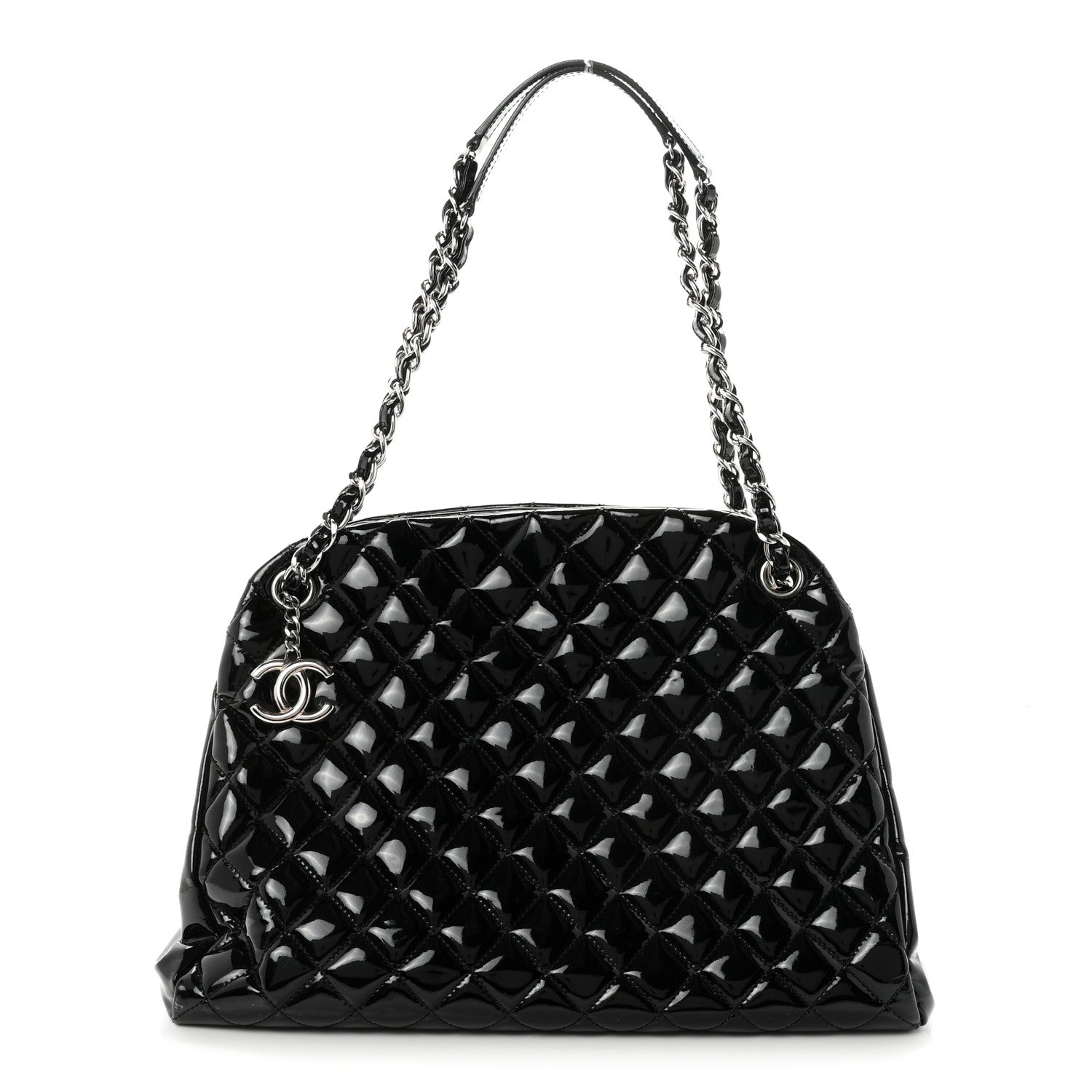 Chanel Patent Quilted Large Just Mademoiselle Bowling Bag Black 1 of 10
