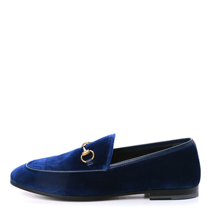 Gucci Velvet Horsebit Womens Jordaan Loafers 37 Blue Cobalt 1 of 4