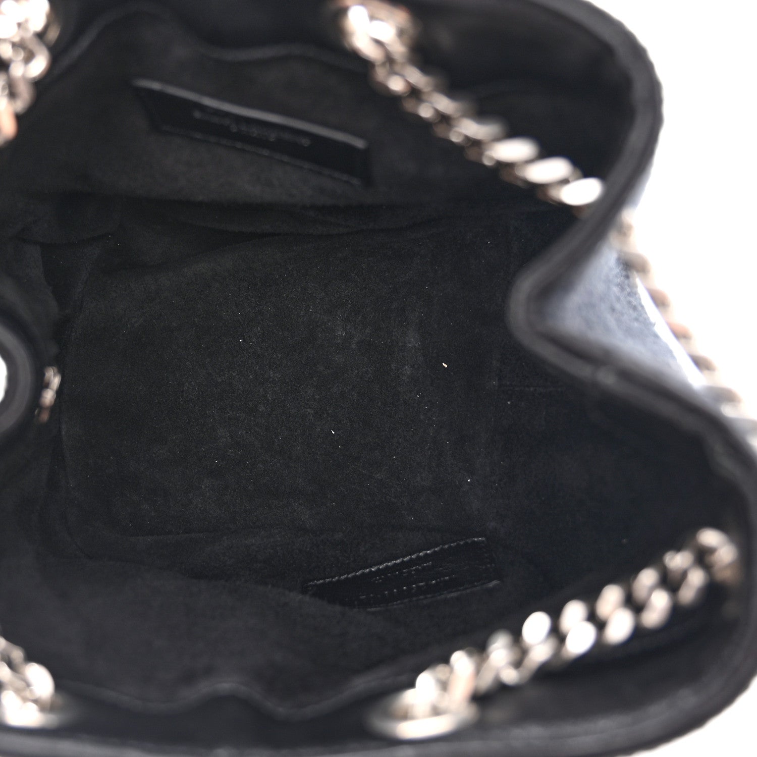 Saint Laurent Woven Wool Embroidered Baby Emmanuelle Bucket Bag Black 4 of 9