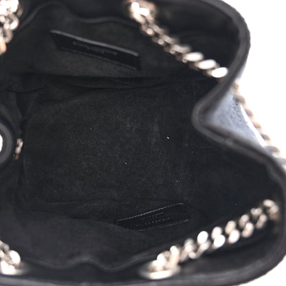 Saint Laurent Woven Wool Embroidered Baby Emmanuelle Bucket Bag Black 4 of 9