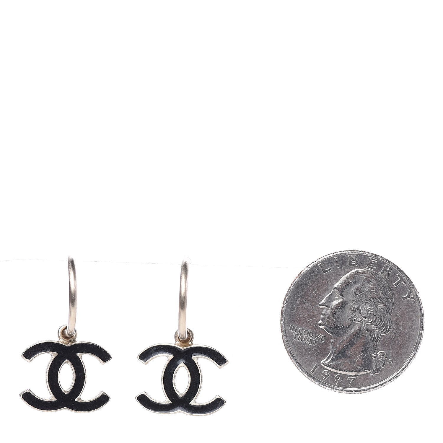 Chanel Enamel CC Dangle Earrings Gold Black 2 of 4