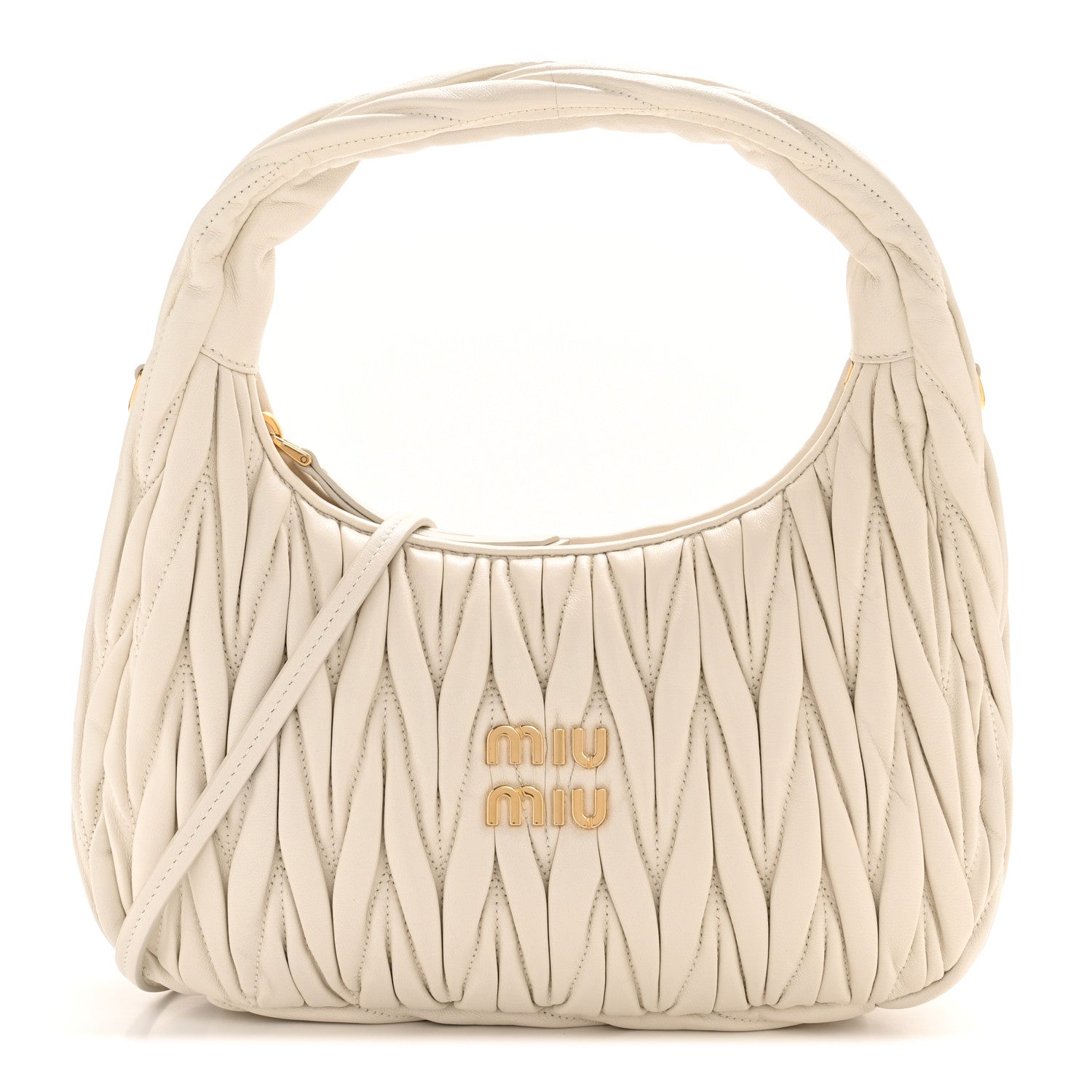 Miu Miu Nappa Matelasse Regular Wander Hobo White 1 of 11