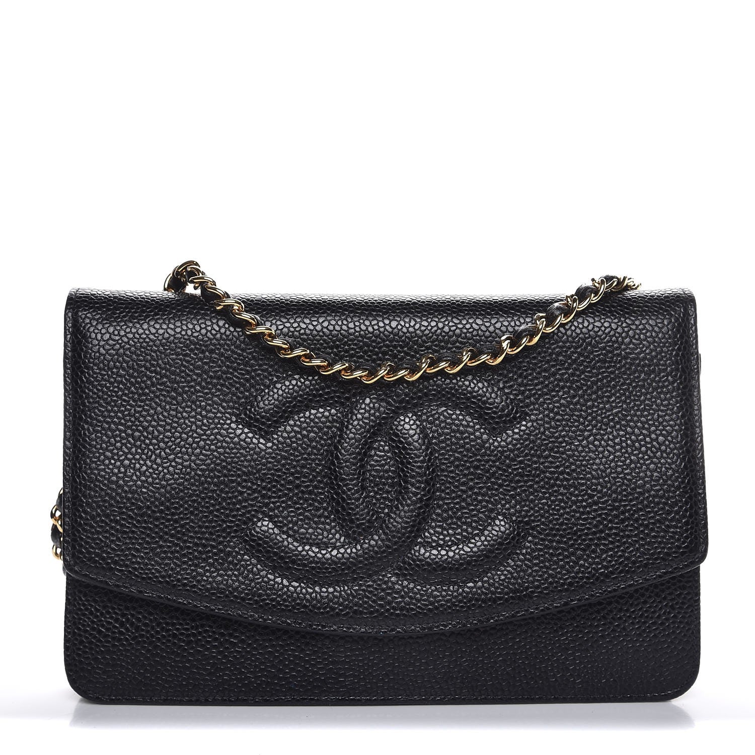 Chanel Caviar Timeless CC Wallet On Chain WOC Black 1 of 10