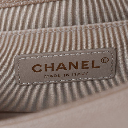 Chanel Caviar Chevron Quilted Small Boy Flap Light Beige 6 of 8