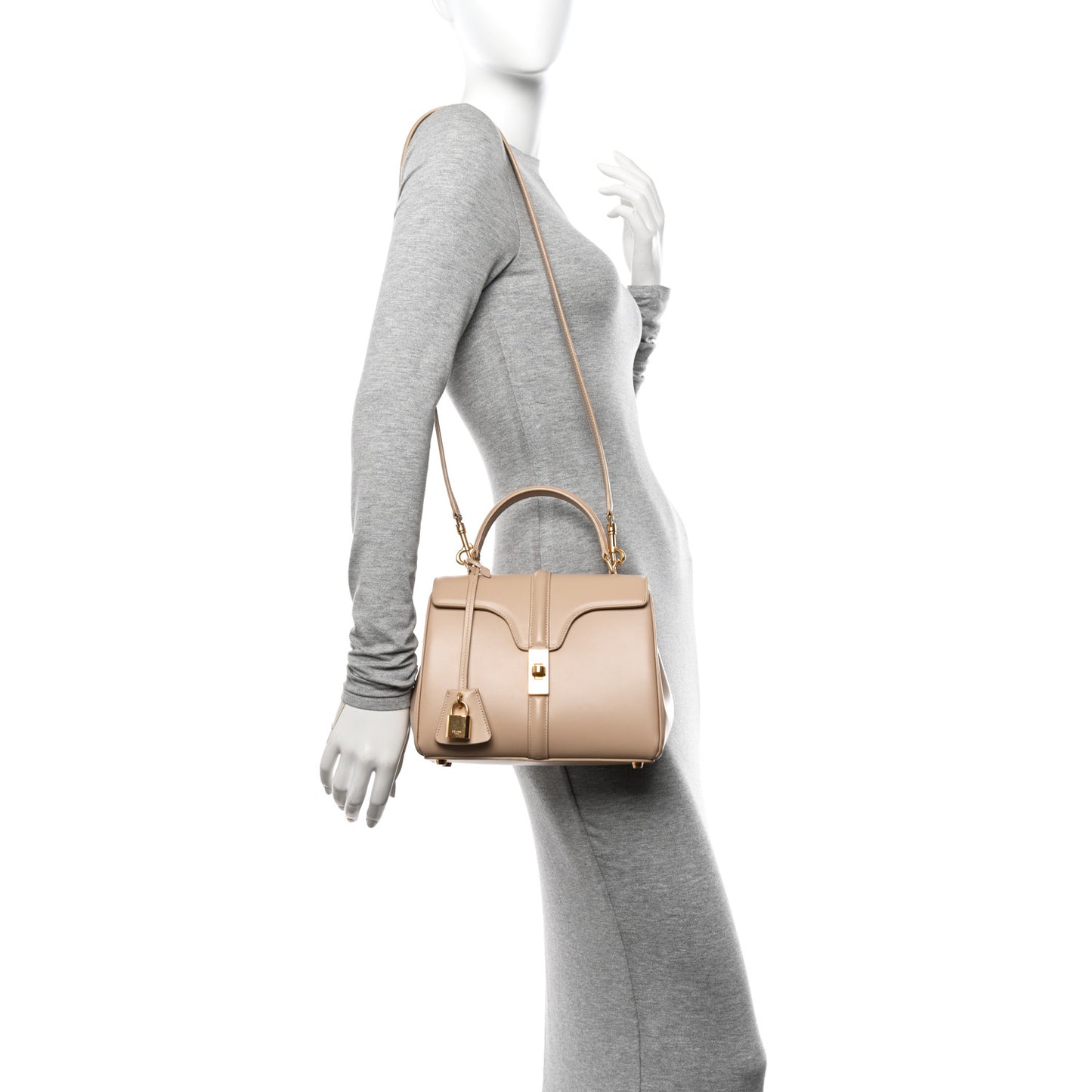 Satinated Calfskin Small 16 Top Handle Bag Nude