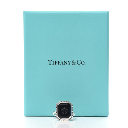Tiffany Sterling Silver Black Onyx Ziegfeld Daisy Ring 55 7.25 6 of 6