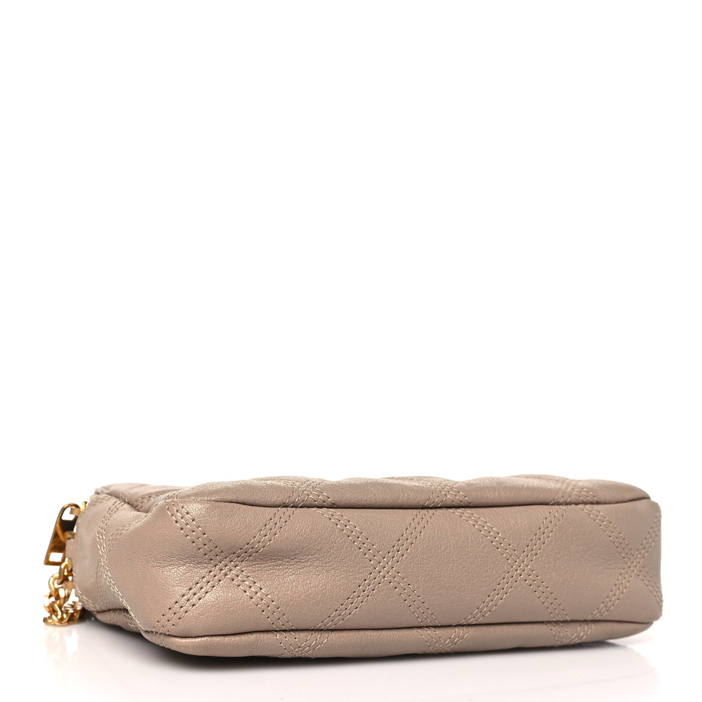 Grained Lambskin Quilted Mini Becky Double Zip Bag Natural Tan