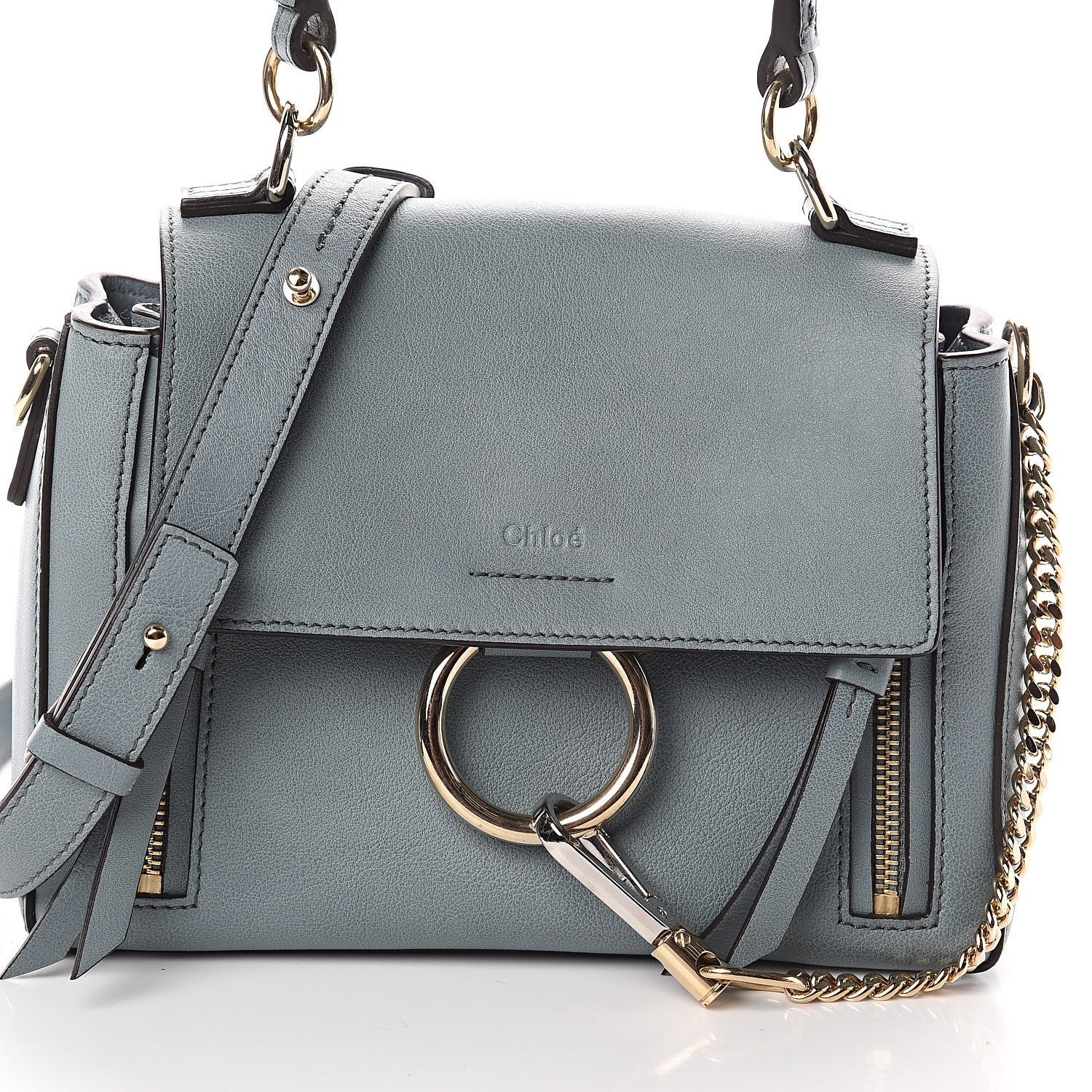 Chloe Calfskin Mini Faye Day Shoulder Bag Cloudy Blue 6 of 8