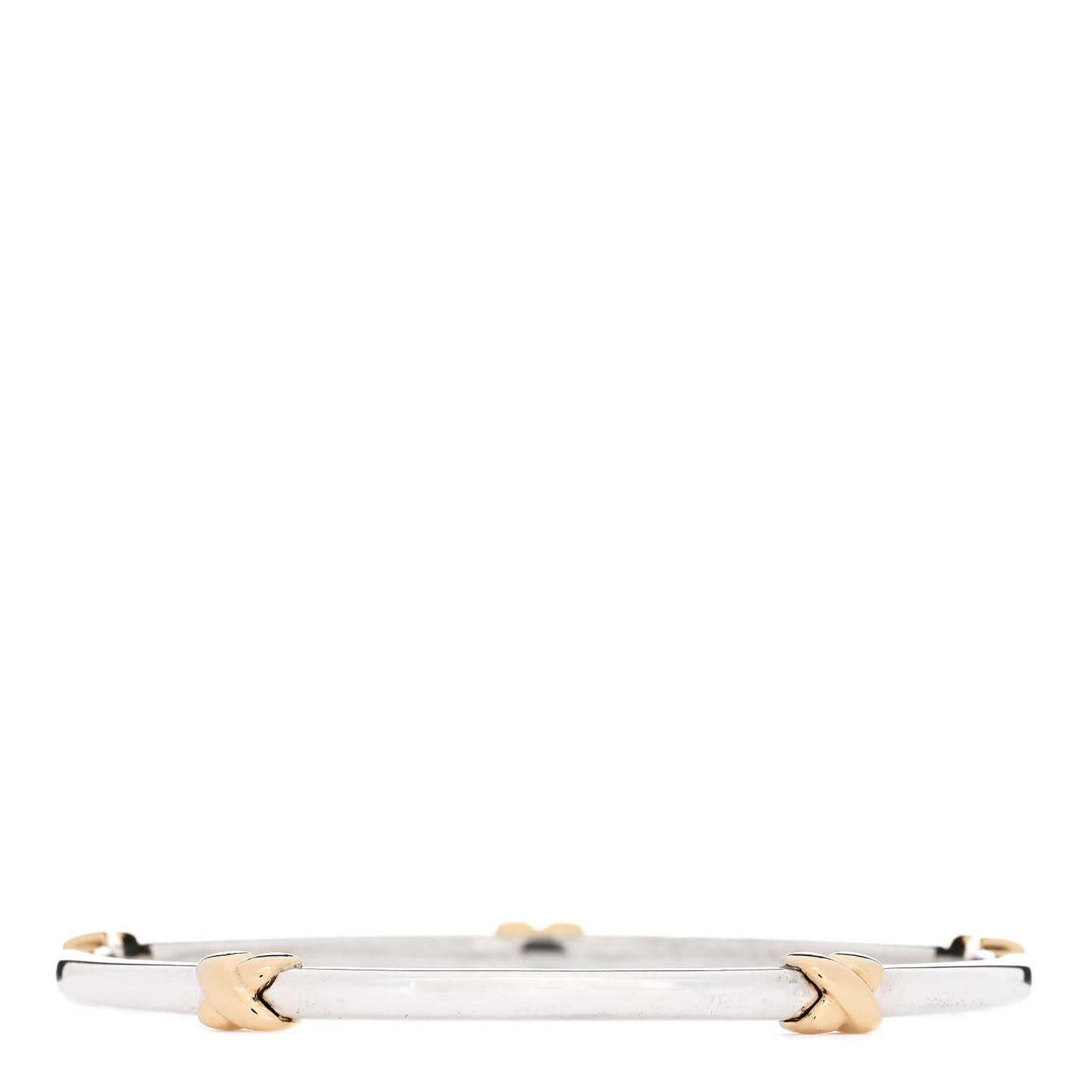 Sterling Silver 18K Yellow Gold Signature X Bangle Bracelet