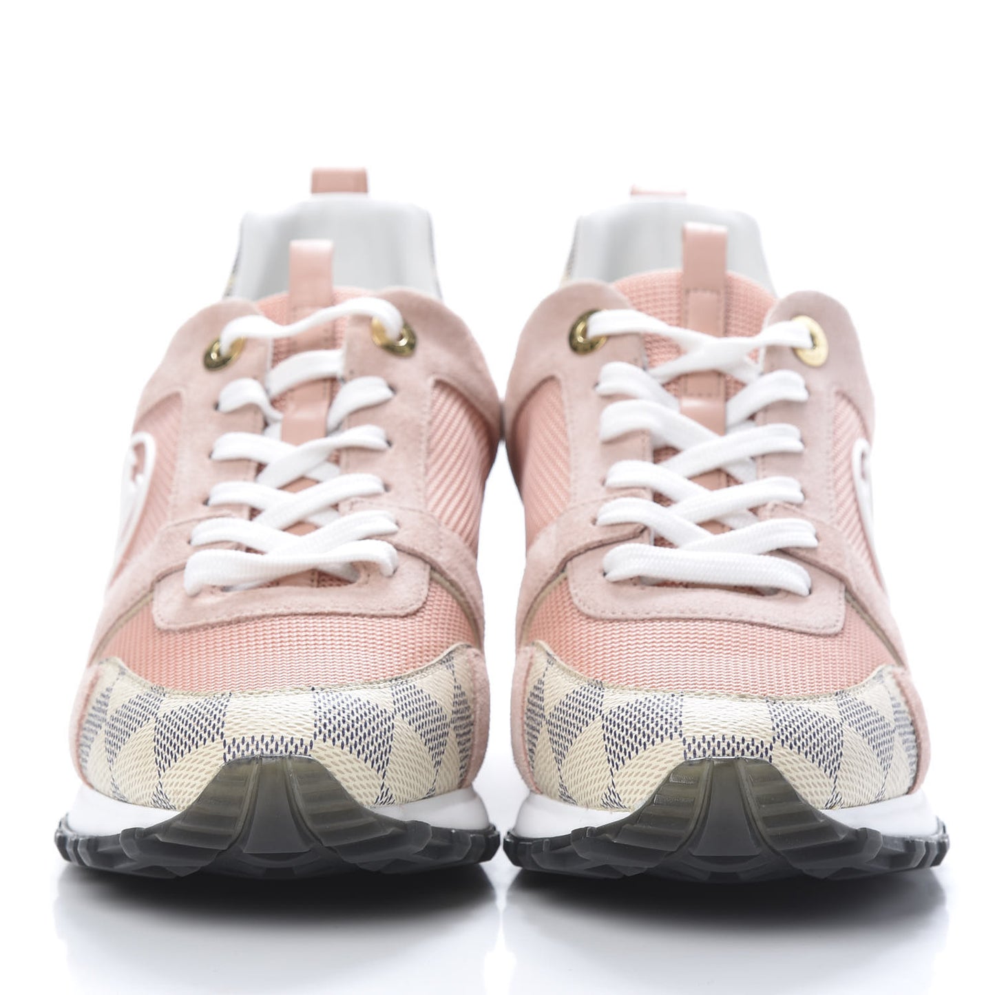 Suede Damier Azur Run Away Sneakers 39.5 Pink