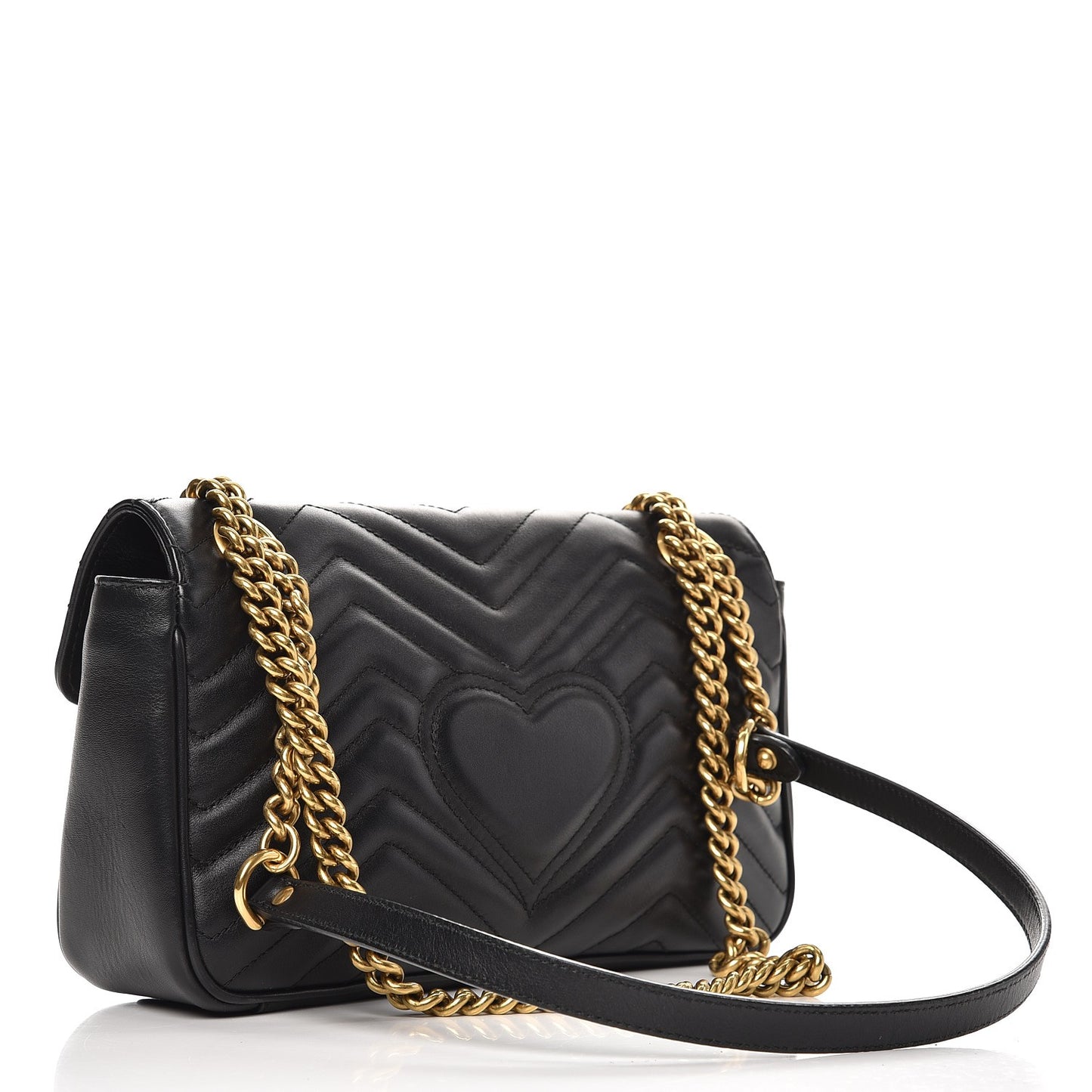 Calfskin Matelasse Small GG Marmont Shoulder Bag Black