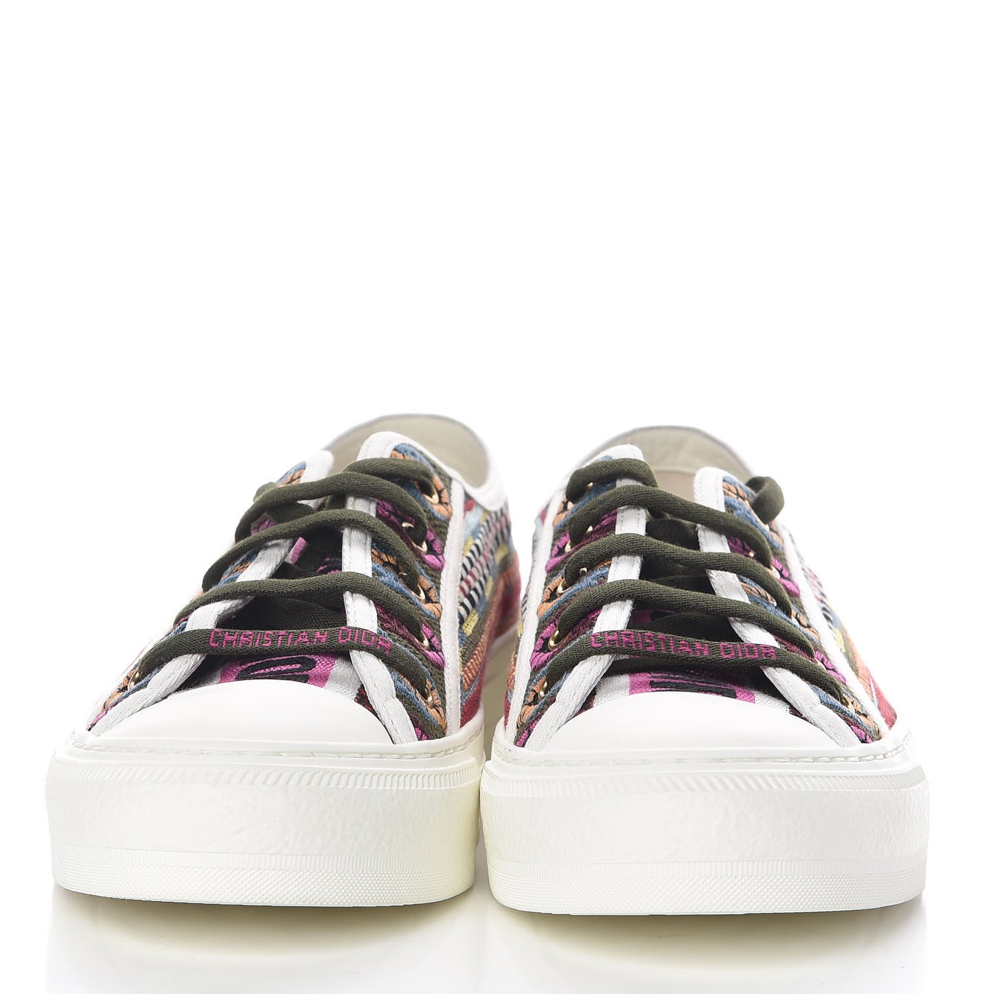 Canvas Ethnic Embroidered Womens Walk'N'Dior Low Top Sneakers 39.5 Fuchsia