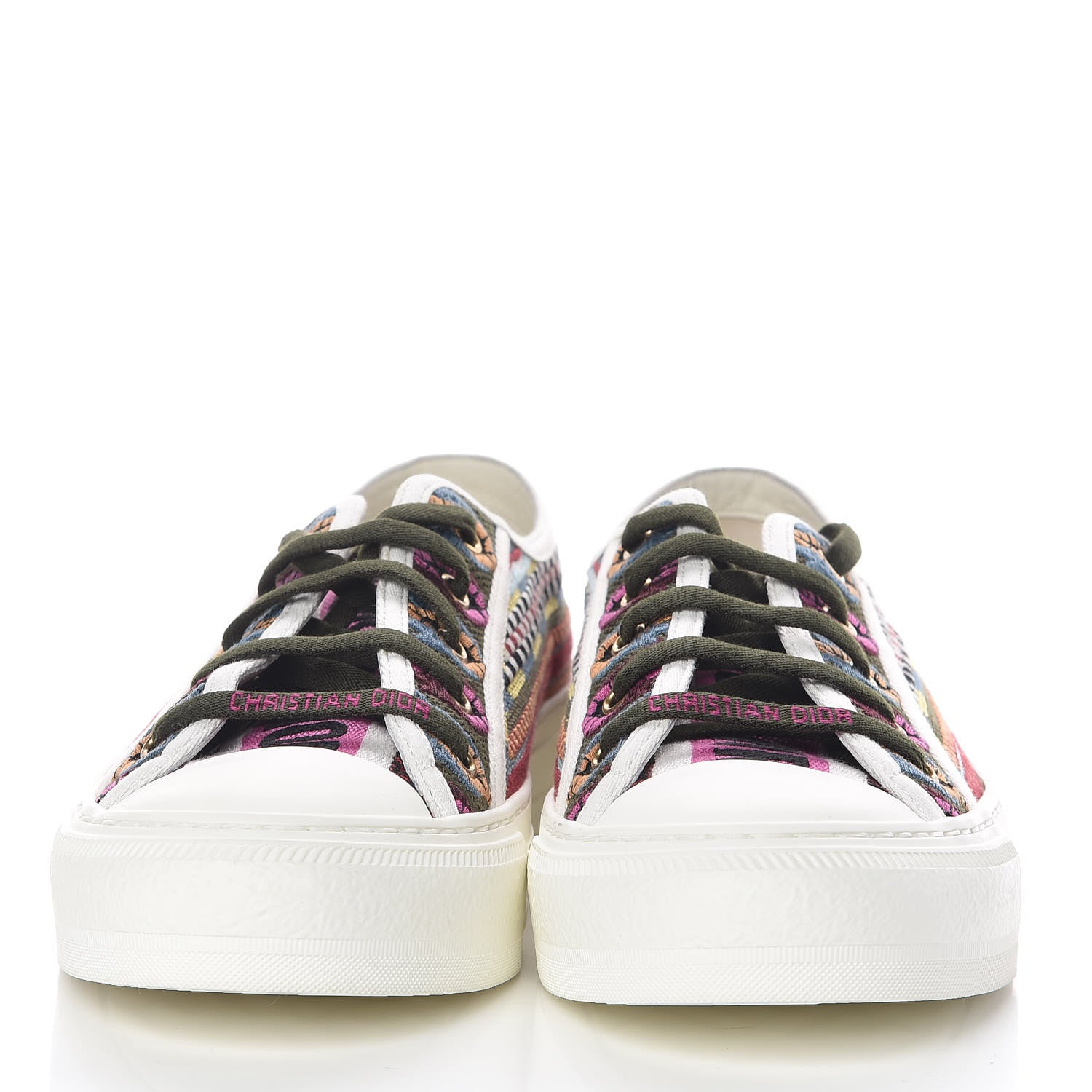 Christian Dior Canvas Ethnic Embroidered Womens Walk'N'Dior Low Top Sneakers 39.5 Fuchsia 2 of 8