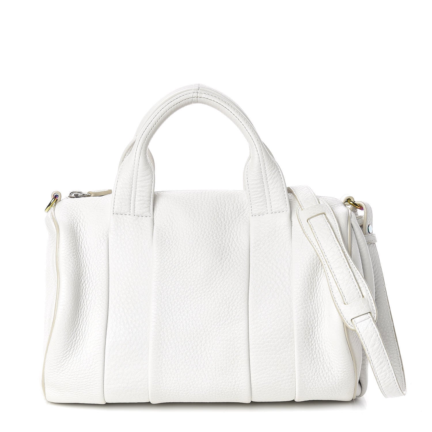 Alexander Wang Pebbled Lambskin Rocco Duffel White Iridescent Hardware 1 of 15
