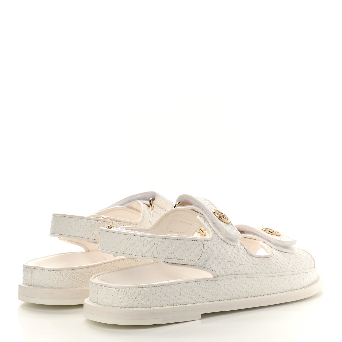 Calfskin Printed Velcro Dad Sandals 39 White