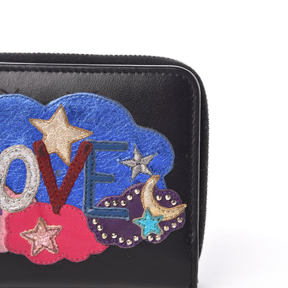 Saint Laurent Calfskin Love Patchwork Compact Zip Around Wallet Black 9 of 12
