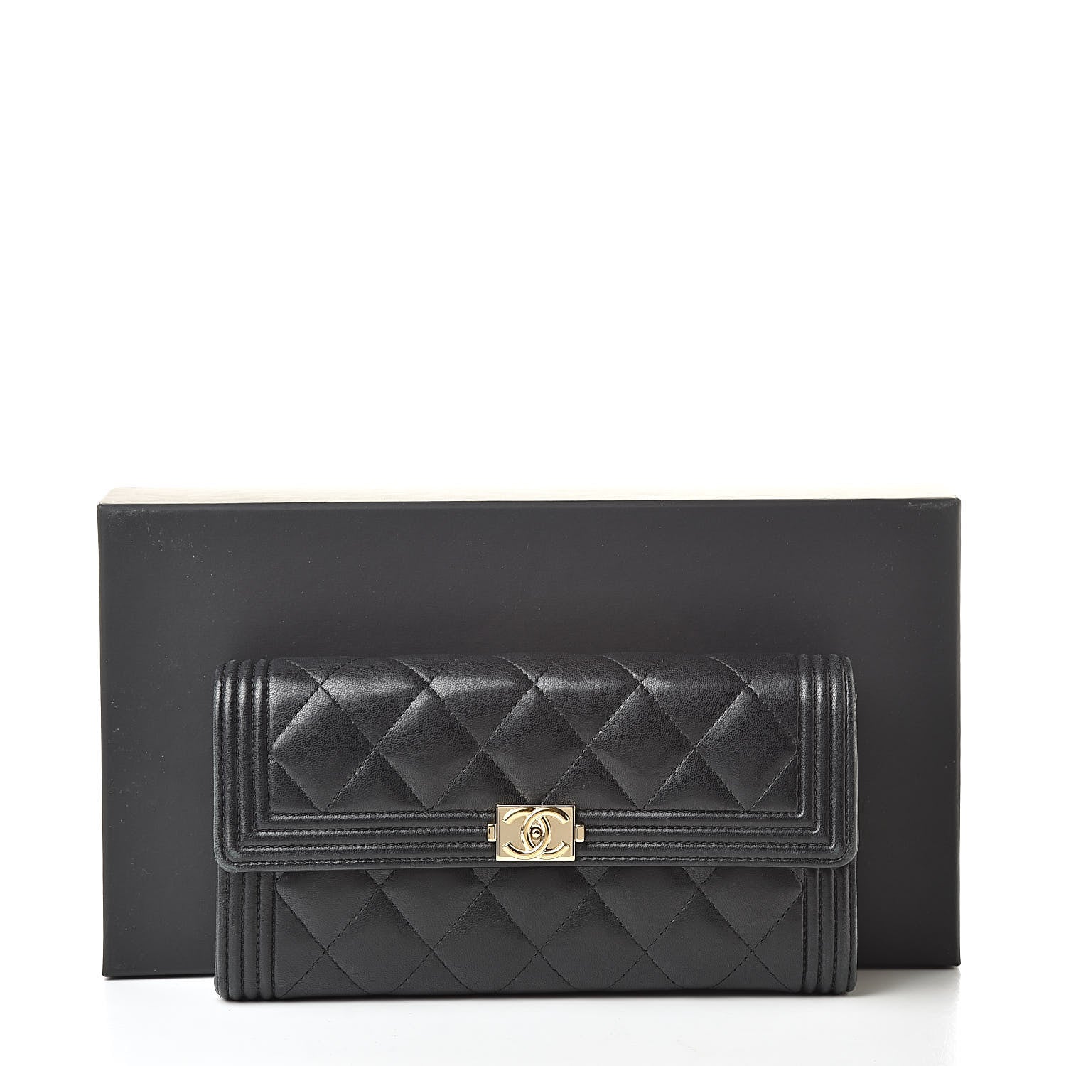 Chanel Lambskin Quilted Boy Flap Wallet Black 20 of 20