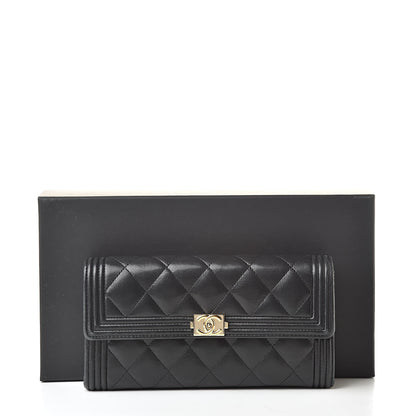 Chanel Lambskin Quilted Boy Flap Wallet Black 20 of 20