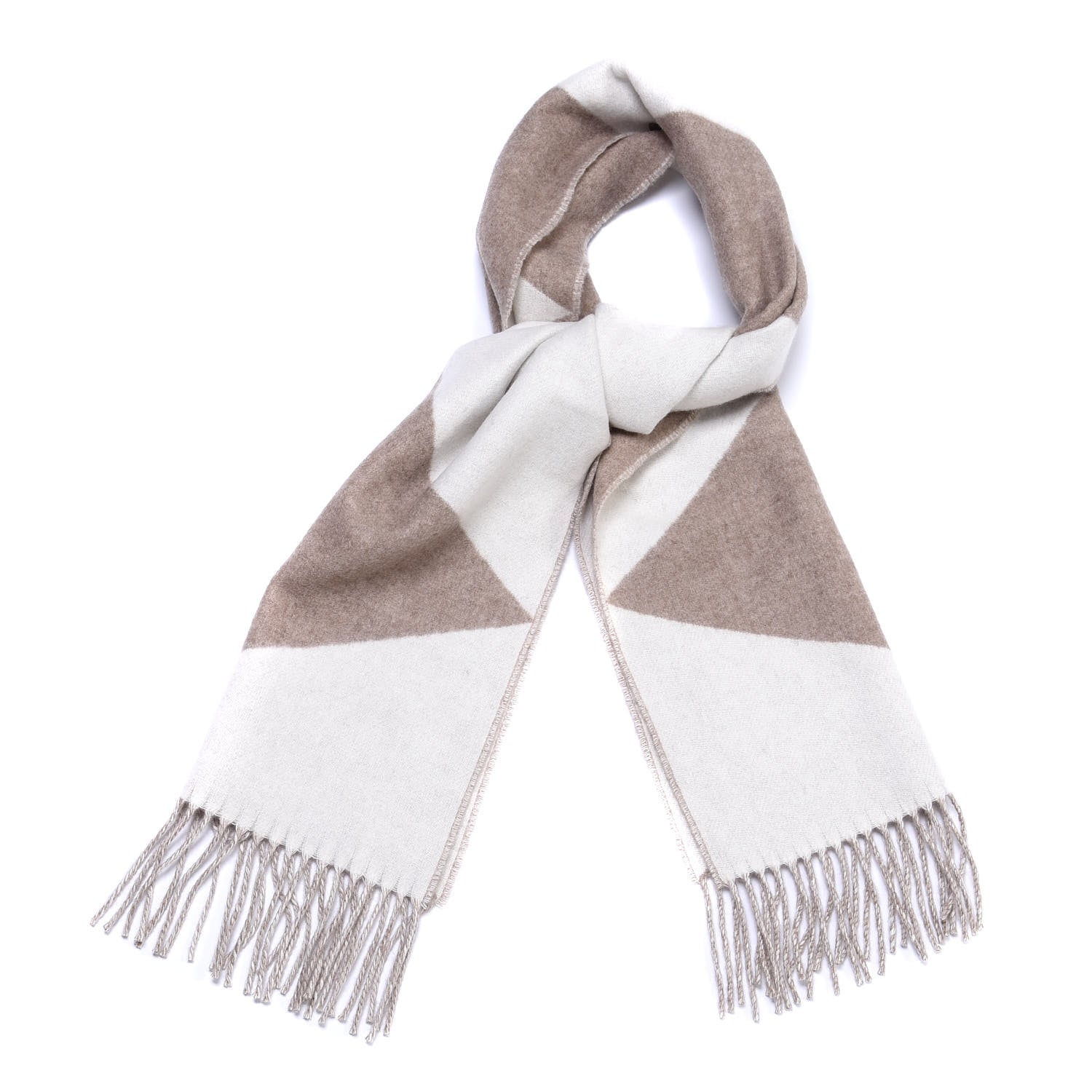 Hermes Cashmere Casaque Zig Zag Muffler Etoupe Ivory 1 of 4