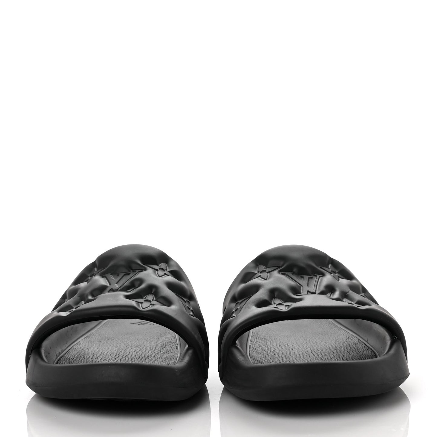 Rubber Embossed Monogram Mens Waterfront Mules 10 Black