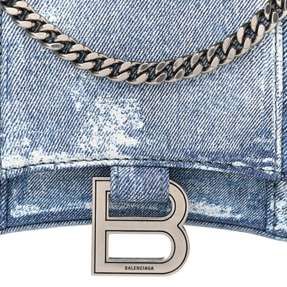 Balenciaga Nappa Denim Printed Hourglass Chain Bag Denim Blue 9 of 9