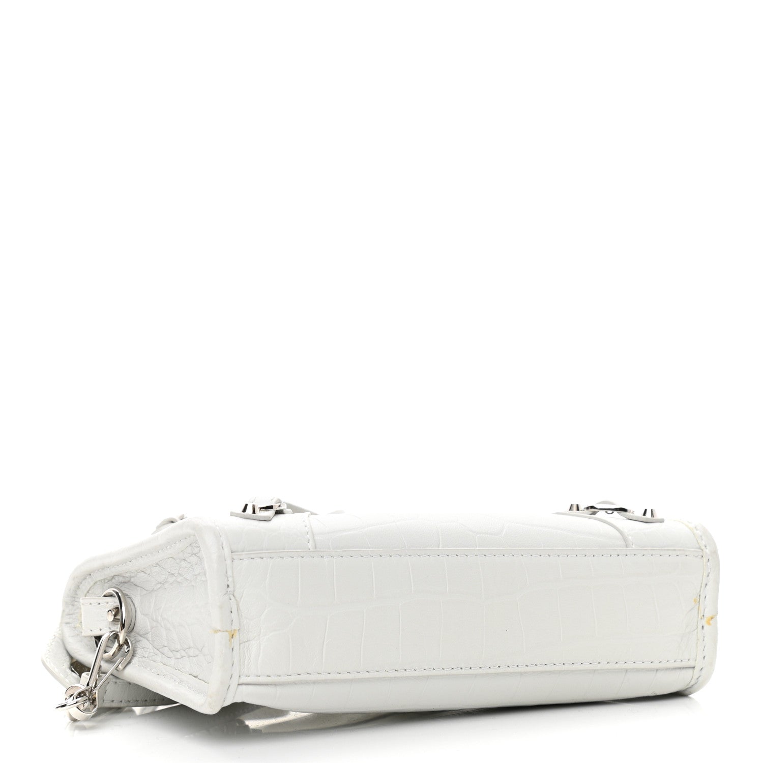 Balenciaga Matte Supple Lambskin Crocodile Embossed Classic Silver Hardware Nano City White 3 of 11