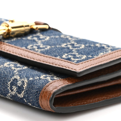 Gucci New Denim GG Monogram Jackie 1961 Chain Wallet Blue Tea Cuir 11 of 12