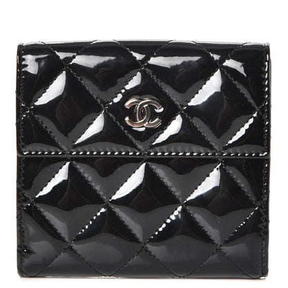 Chanel Patent Quilted Compact French Flap Wallet Black 1 of 9