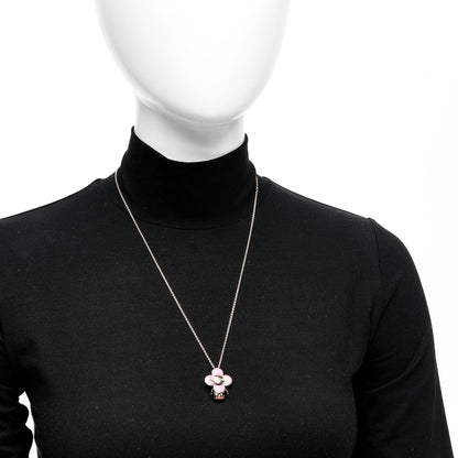 Louis Vuitton 18K Rose Gold Diamond Enamel Vivienne Pendant Necklace Pink 2 of 6