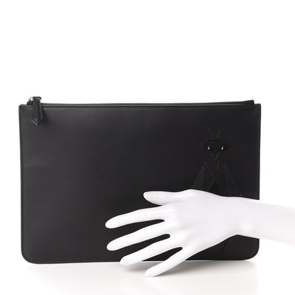 Fendi Calfskin Embroidered Bug Pouch Black 2 of 5