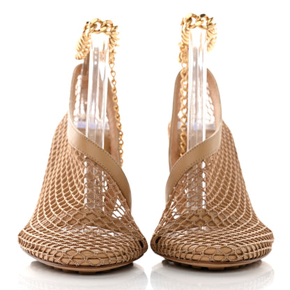 Bottega Veneta Mesh Nappa Chunky Chain Sandals 35.5 Beige Pony 2 of 8