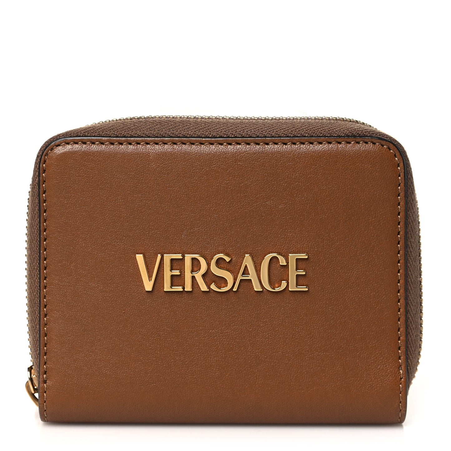 Calfskin Compact Tag Wallet Brown