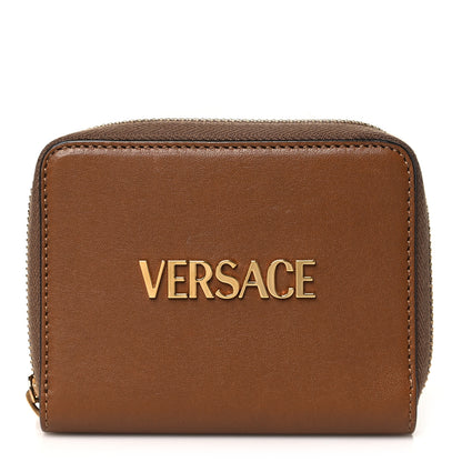 Versace Calfskin Compact Tag Wallet Brown 1 of 7