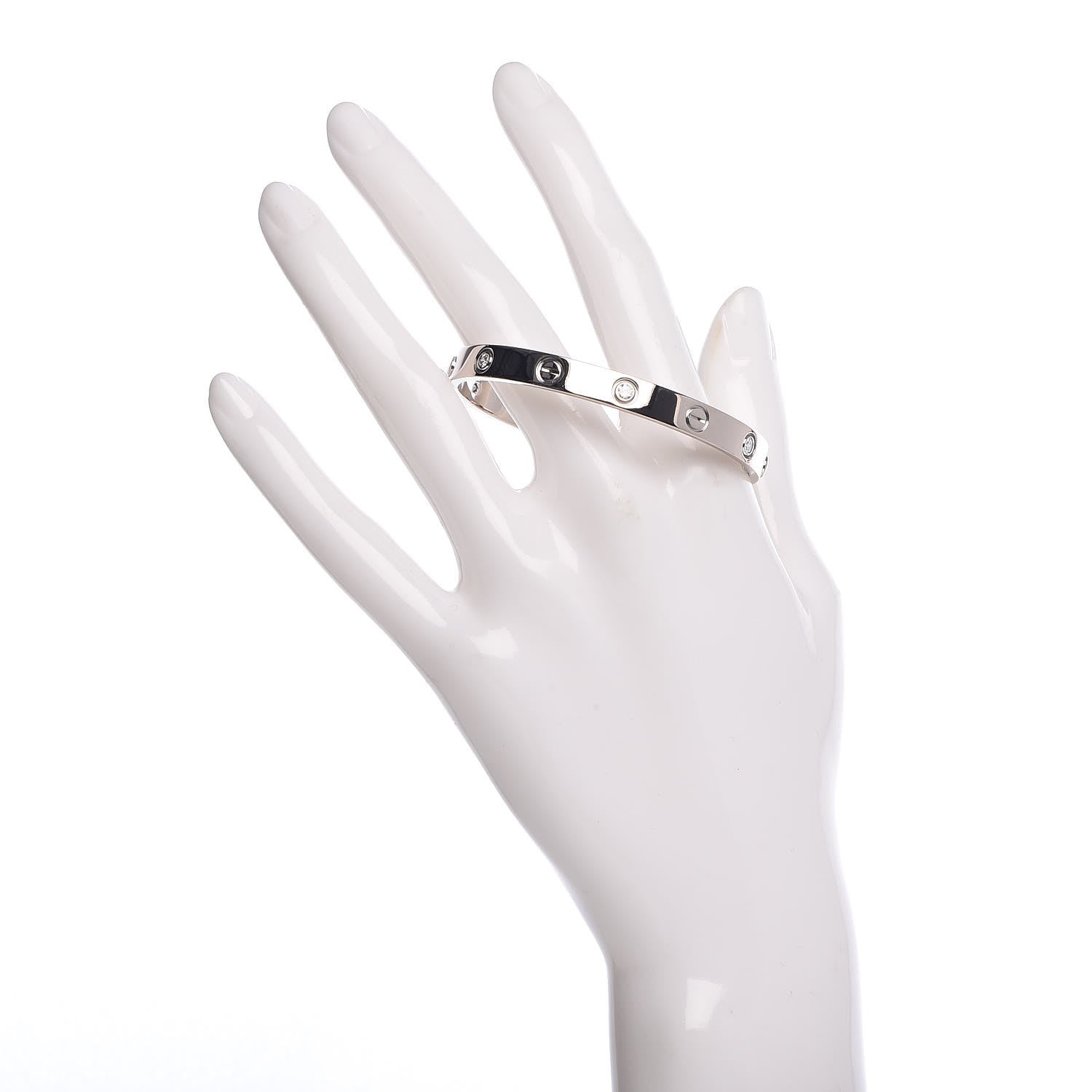 Cartier 18K White Gold 6 Diamond LOVE Bracelet 16 2 of 7